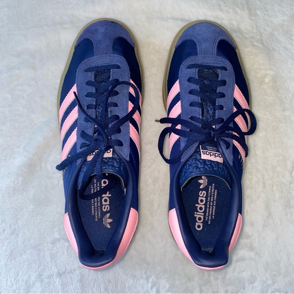 Adidas Gazelle Platform Sneakers Navy Pink Stripes Size 8.5 - Picture 10 of 13
